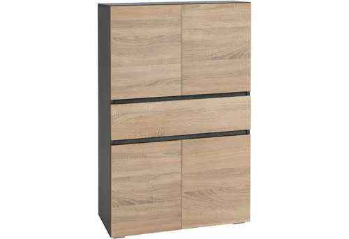 Home affaire Midischrank Wisla mit 4 Türen & 1 Schublade – Grau, 76 cm Breite