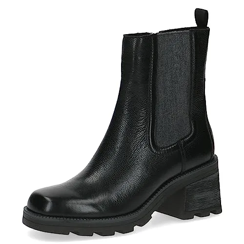 Caprice Damen Stiefelette 9-25425-41 - Schwarz - Wanderschuhe mit flexiblem Elastikeinsatz und rustikalem Profil, ideal für langen Tragekomfort und lässige Outfits. Hochwertiges Nappaleder und bequemer Blockabsatz garantieren einen stilsicheren Auftritt.