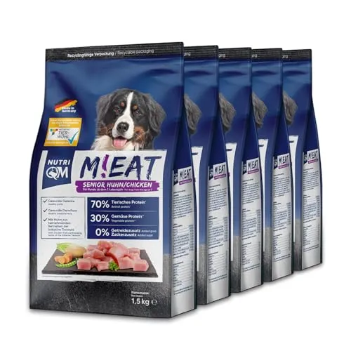 NutriQM M!EAT Senior Trockenfutter - Hundefutter für Senioren, mit ITW-zertifiziertem Fleisch und 70/30/0-Formel für gesunde Ernährung und Vitalität im Alter.