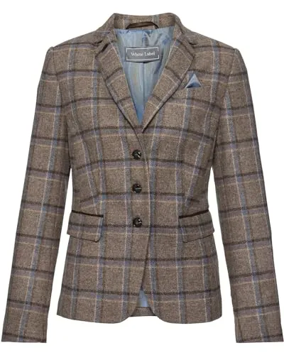 WHITE LABEL Karo-Blazer Braun/Blau 42