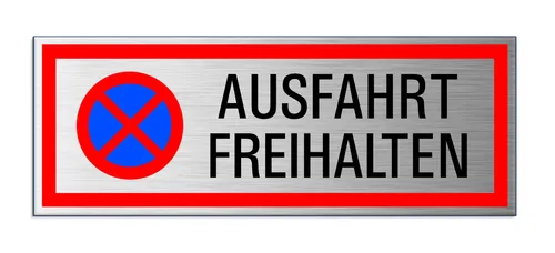 Schild Ausfahrt freihalten Hinweisschild Aluminium 17,5 x 6,5 cm selbstkebend