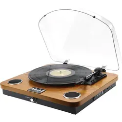 AKAI Holz Plattenspieler mit Bluetooth und Stereo-Lautsprechern - Plattenspieler mit modernem Naturholzdesign, Bluetooth 5.0, und integrierten Lautsprechern für besten Klang. Unterstützt 3 Geschwindigkeiten und Formate, ideal für Vinyl-Liebhaber.