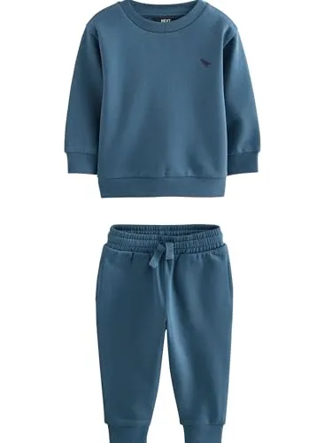 NEXT Jungen Logo Jogginghose und Sweatshirt im Set Türkisblau 80-86