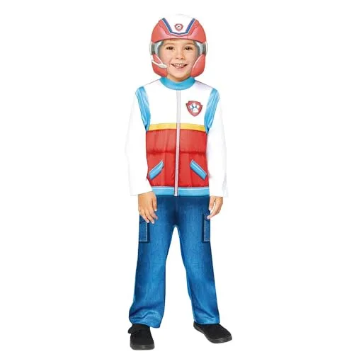 Paw Patrol Ryder Kinderkostüm - für kleine Fans - Kostüme für Kinder 3-4 Jahre, detailgetreues Ryder Kostüm mit Overall und Maske, perfekt für Kostümveranstaltungen und Rollenspiele.