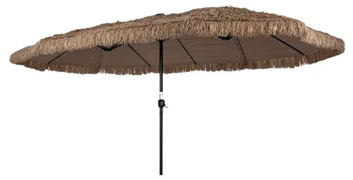KOMFOTTEU Hawaii Sonnenschirm mit Kurbel, Ø 450 cm, eleganter Strandschirm in Braun