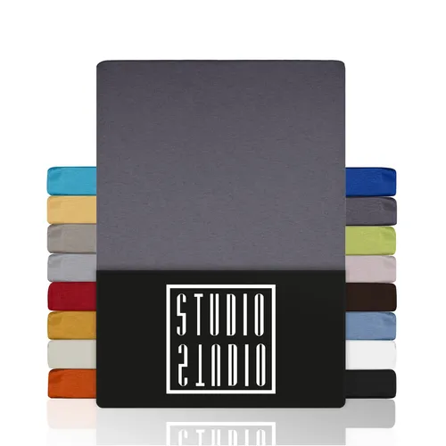 STUDIO Spannbettlaken Basic, viele Größen, 100% gekämmte Baumwolle, OEKO-TEX 100, Jersey, Baumwolle, Gummizug: rundum, (1 Stück), 140x200 cm Bettlaken Spannbetttuch bis 25 cm Höhe - Grau