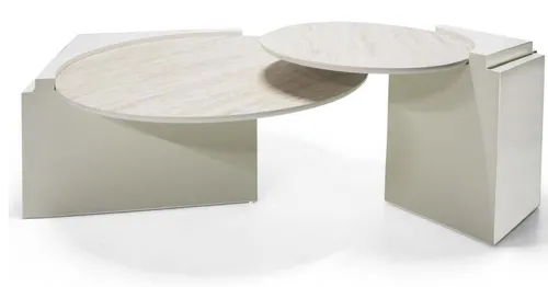 Moderner Luxus Couchtisch Doppel-Set – 2x runde Design Tische - Elegantes Couchtisch-Set in Weiß, ideal für jedes Wohnzimmer. Die runde Form und die hochwertige Verarbeitung sorgen für einen stilvollen Akzent. Kein Montageaufwand nötig, sofort einsatzbereit!