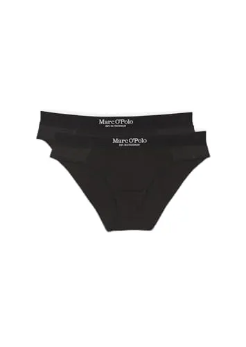 Marc O'Polo Damen Iconic Rib 2-Pack Briefs, Schwarz, L EU - Funktionsunterwäsche mit klassischem Look, aus hochwertigem Material für optimalen Tragekomfort den ganzen Tag.