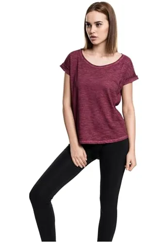 Urban Classics TB1196 Damen T-Shirt Ladies Long Back Shaped Spray Dye Tee, Gr. Small, Rot (Burgundy 606)