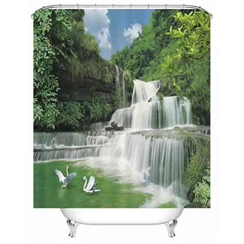 Xlabor Pflanzen Motiv Duschvorhang Wasserdicht Stoff Anti-Schimmel inkl. 12 Duschvorhangringe Waschbar Badewannevorhang 240x200cm Muster-F