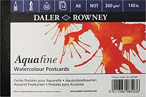 Daler Rowney Aquafine strukturierter Wasserfarben-Block in Postkartengröße, 300 g, 12SH in CTU, blau, A6