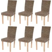 CHEFGASTRO Esszimmerstuhl 6er-Set Klassisch & Zeitlos 89x43x56cm Sitzhöhe 46cm Kubu-Rattan Helle Beine Korbstuhl