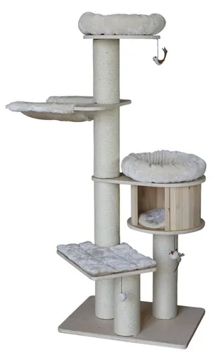 Nobby Kratzbaum Odun, beige, 76x176x56 cm - Der perfekte Spielplatz für Ihre Katze - Kratzbäume: Nobby Kratzbaum Odun bietet stabile Sisalstämme und gemütliche Liegeflächen für Spiel und Entspannung – ideal für aktive Wohnungskatzen!