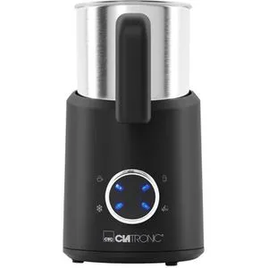 Clatronic Milchaufschäumer elektrisch - mit Heizfunktion für warmen und kalten Schaum, ideal für Cappuccino und Latte Macchiato, 740 ml Edelstahl-Rührbehälter