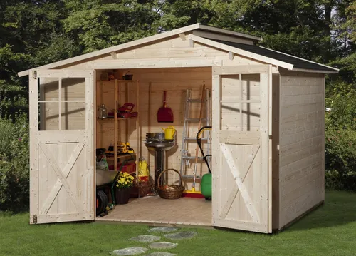 weka Gartenhaus 323 Gr.3, natur, 19 mm - Robust und vielseitig - Gartenhaus aus hochwertigem, naturbelassenem Holz mit 19 mm Wandstärke, ideal für die Aufbewahrung von Gartenmöbeln und Werkzeug.