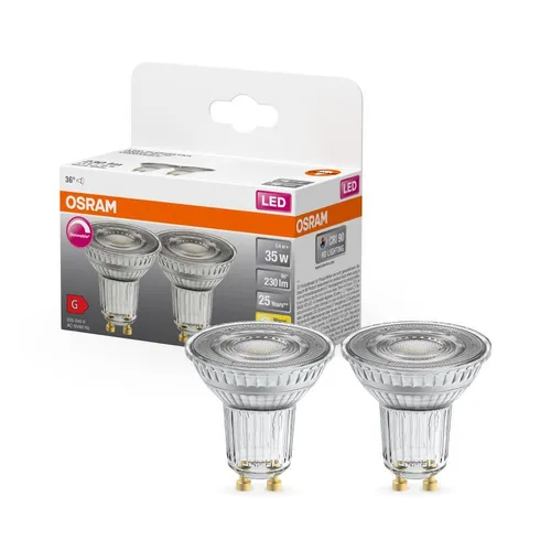 2er Pack OSRAM GU10 PAR16 LED Reflektor dimmbar 36° 3,4W wie 35W 2700K warmweiß