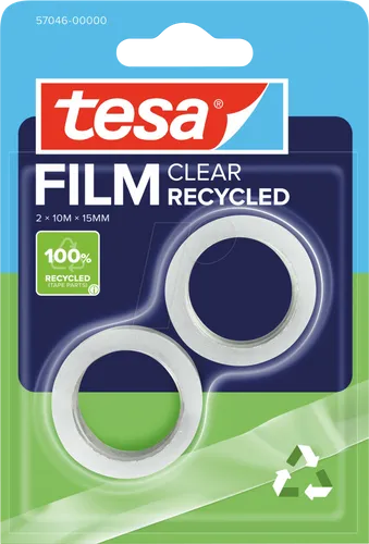TESA 57046 - tesafilm CLEAR RECYCLED, 10 m x 15 mm, 2 Rollen