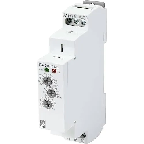 TRU COMPONENTS TC-9963308 Zeitrelais Multifunktional 12 V/DC, 240 V/AC - Zeitschaltuhr mit 10 Funktionen und breitem Zeitbereich von 0,1 Sek. bis 10 Tagen, ideal für flexible Steuerung in verschiedenen Anwendungen.
