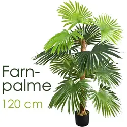 Kunstpalme Decovego 120cm - Hochwertige Kunstfarnpalme für pflegeleichte Zimmerdekoration, ideal für Büro und Wohnbereich. Biegsame Wedel und stabiler Zementtopf sorgen für dauerhafte Frische.