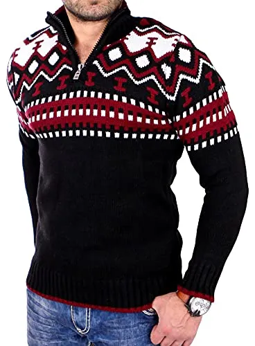 Reslad Herren Strickpullover Crewneck Zipper RS-3110 - Pullover für Herren, hochwertiger Norweger Strickpullover mit Zipper für hohen Tragekomfort in der kalten Jahreszeit – ideal kombinierbar und in vielen Farben erhältlich.