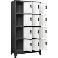vidaXL Schließfachschrank Anthrazit und Weiß 90x45x180 cm - Werkstatteinrichtung mit 12 verschließbaren Fächern, ideal für Schulen und Büros, aus langlebigem Stahl gefertigt und mit Lüftungsschlitzen für optimale Belüftung.