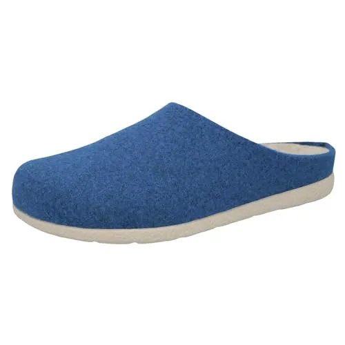 Berkemann Talora Hausschuhe - Kobaltblau mit wärmendem Schurwollfußbett - Komfortable Filzhausschuhe in Kobaltblau mit einem auswechselbaren Schurwollfußbett, das Ihre Füße an kalten Tagen warm hält und Gelenke entlastet. Ideal für ganzheitliches Wohlbefinden.