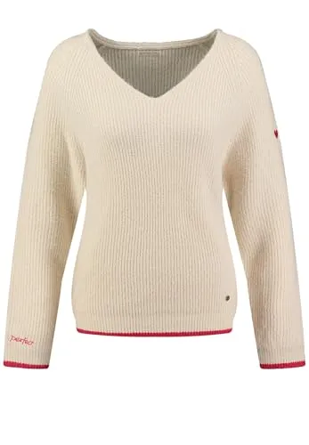 Key Largo Damen Caro V-Neck Pullover Beige XL von KEY LARGO
