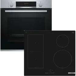 Herdset BOSCH Backofen EcoClean + Induktionskochfeld CombiZone 60 cm - Herdset mit Bosch Backofen und Induktionskochfeld, 3D-Heißluft für gleichmäßige Ergebnisse und PowerBoost für schnelles Kochen. Ideal für moderne Küchen!