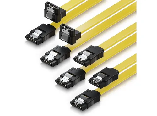 deleyCON 4x deleyCON 0,5m S-ATA 3 Datenkabel mit Clip - 2x gerade + 2x winkel Computer-Kabel