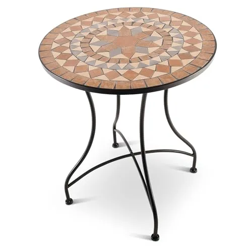 Mosaiktisch Mayla 60 cm Ø, mediterraner Gartentisch - Gartentisch Mayla - handgefertigter Mosaiktisch mit einzigartigem Design, ideal für Balkon und Terrasse. Stabil und pflegeleicht, bringt er mediterranes Flair in jeden Außenbereich.