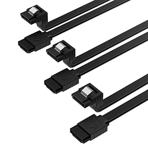 SABRENT SATA III Kabel (3 Stück), HDD SDD L-Type Stecker Datenkabel 6Gbps 51cm, mit Metall Clip Verriegelungsriegel (CB-SRK3)