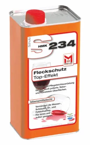 Moeller Stone Care - HMK S234 Fleckschutz-Top Effekt - 10 Liter - Gebrauchsfertige, lösemittelhaltige Spezial-Imprägnierung für Natur- und Kunststeine, Betonwerkstein, Terrazzo uvm.