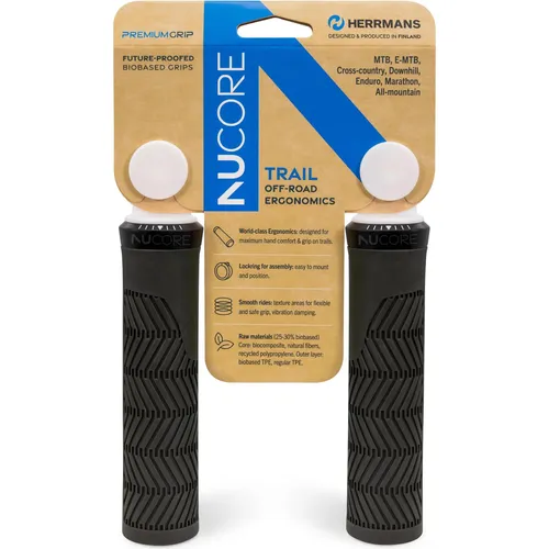 HERRMANS Nucore Trail Wave Lenkergriffe schwarz, 130mm - Sonstiges Fahrradzubehör mit weltklasse Ergonomie für maximalen Handkomfort und Griffigkeit auf Trails. Einfach zu montieren dank Verschlussring und vibrationsdämpfendes Material.