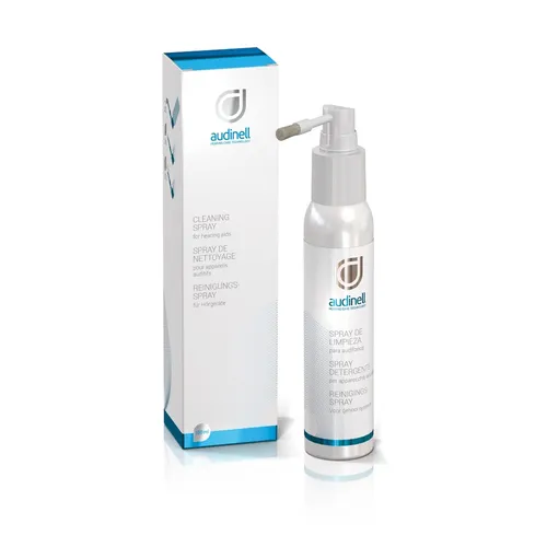 Audinell Reinigungsspray (100ml) für Hörgeräte - Zubehör für Hörgeräte, effektiv zur hygienischen Reinigung von Otoplastiken und Hörgeräten, sorgt für klare Klangqualität und verlängert die Lebensdauer der Geräte.