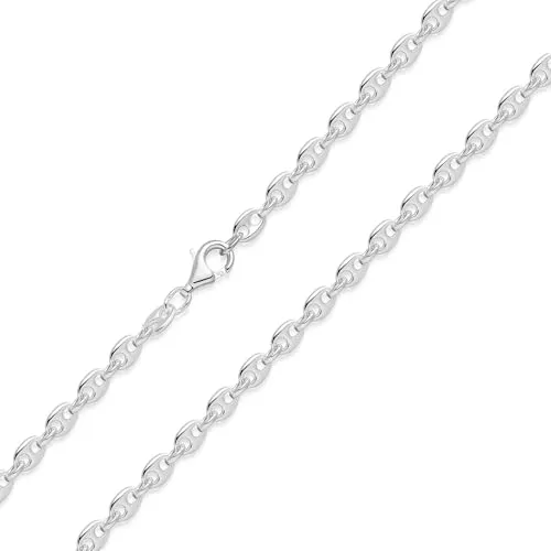 MATERIA Flache Kaffeebohne Kette 925 Sterling Silber - Elegante Damen Halskette - Ketten für Damen: Hochwertige 925 Sterling Silberkette im einzigartigen Kaffebohnen Design, Made in Germany, für ein angenehmes Tragegefühl und zeitlosen Glanz.