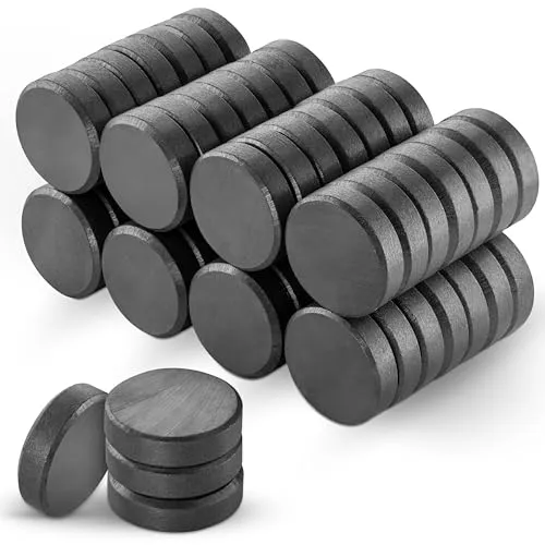 Poppstar 60 Mini Magnete (Durchmesser 18 mm, Höhe 5 mm), mit 2 Metallplatten, extra stark, schwarz-grau