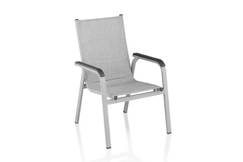 Kettler Stapelsessel BASIC PLUS PADDED - Bequemer Klappstuhl aus Aluminium mit gepolstertem Outdoorgewebe, ideal für Garten und Terrasse, platzsparend stapelbar