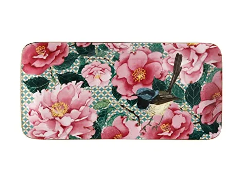 Maxwell & Williams HV0174 Platte eckig 25 x 12 cm - TC Silk Road, Porzellan glatt, in Geschenkbox - Blumen-Motiv - Blau