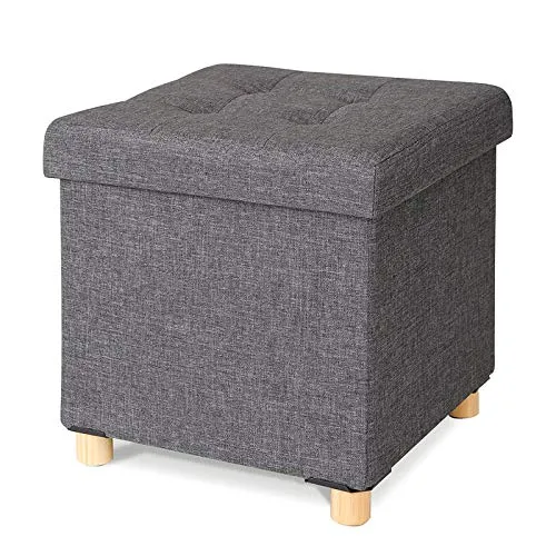 dibea Sitzhocker Klapphocker Sitzbank Aufbewahrungsbox 38x38x38 cm, grau