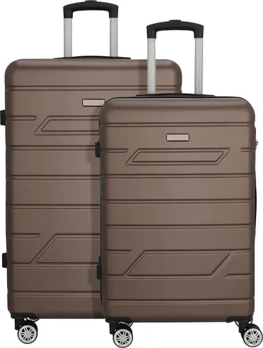 NOWI BERGAMO Reisekoffer - Wasserabweisend, 8 Rollen 360° drehbar, Teleskopgestänge, elegantes Bronze Set (2 tlg.) für maximale Beweglichkeit und Stil