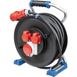 as-Schwabe Kabeltrommel 23654 Xperts CEE, 40m für Baustellen - Kabeltrommel für außen (IP44) mit 40m H07RN-F 5G1,5 Gummikabel, ideal für Baustellen nach BGI 608. Spritzwassergeschützt, stabil und mit Thermoschutzschalter gegen Überhitzung.