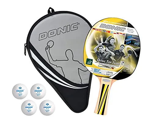 Schildkröt Donic Tischtennis-Geschenkset Top Team 500, 1 Schläger, 4 Bälle inkl. Schlägerhülle, in Neuer Kartonverpackung, tolles Komplettset für den Start, 788451
