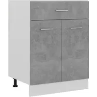 vidaXL Schubunterschrank Betongrau 60x46x81,5 cm - Praktischer Schubunterschrank in Betongrau, ideal für Ihre Küche. Mit einer Schublade und zwei Regalböden sorgt er für Ordnung und bietet viel Stauraum für Geschirr und Küchengeräte. Pflegeleicht und robust!