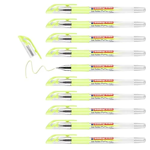 edding 2185 Gelroller - pastell-gelb - 10 Stifte - 0,7 mm - Gelstifte zum Schreiben, Malen, Mandala, Bulletjournal - Gelschreiber, Gelmalstifte
