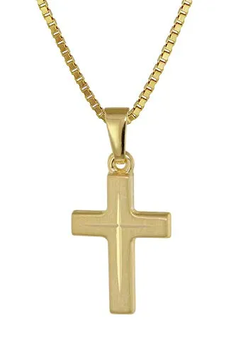 trendor Kreuz-Anhänger für Kinder Gold 333 mit goldplattierter Kette - Ketten für Mädchen: Edler 333 Gold Kreuz-Anhänger mit passender 40 cm Kette. Perfekt als Geschenk zur Taufe oder Kommunion, in schöner Schmuck-Box geliefert.