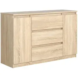 Mobelsta Kommode, Sonoma Eiche, Holzwerkstoff, Teilmassiv,Strukturbuche, 2 Schubladen, 120x78.5x39 cm, Wohnzimmer, Kommoden & Sideboards, Kommoden