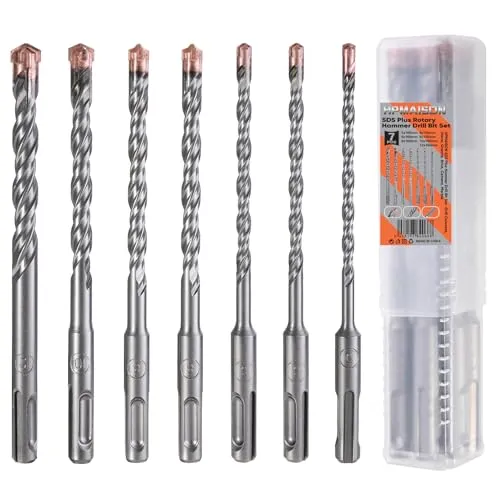 HPMAISON Betonbohrer, SDS Plus Bohrer Set 7 tlg. Steinbohrer Set für Beton mit 4 Schneiden 5,6,6,8,8,10,12 x 160mm, Hammerbohrer Betonbohrer Set kompatibel mit Bosch, Hilti, Makita, Einhell uvm.