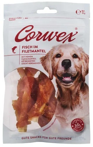 Corwex Fisch im Filetmantel 12x70g – Vorteilsset, fettarmer & natürlicher Hundes