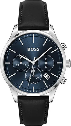 BOSS Chronograph 1514156 - Elegante Herrenuhr mit Lederarmband - Armbanduhren: BOSS Herrenuhr Avery Chronograph 1514156 mit edlem Edelstahlgehäuse und praktischem Chronographen-Funktion – perfekt für Stil und Alltag.
