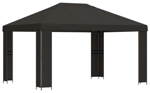 vidaXL Pavillon 4 x 3 m Anthrazit – Stabil und Elegant - Ideal für Sommer-Events: Der 4 x 3 m große Pavillon aus robustem Polyester und Stahl bietet viel Schatten und wertet jeden Außenbereich auf. Perfekt für Feiern im Freien und unkomplizierte Pflege.